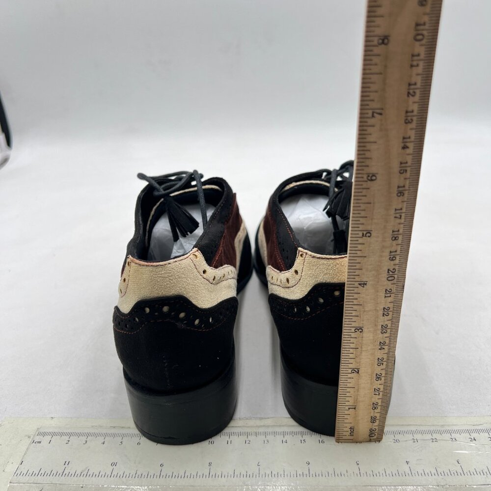 Brown Suede Patchwork Closed Toe Oxford Loafers W… - image 4